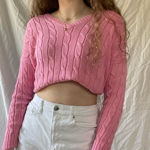 Polo Ralph Lauren bubblegum pink vintage sweater size medium v neck cute
